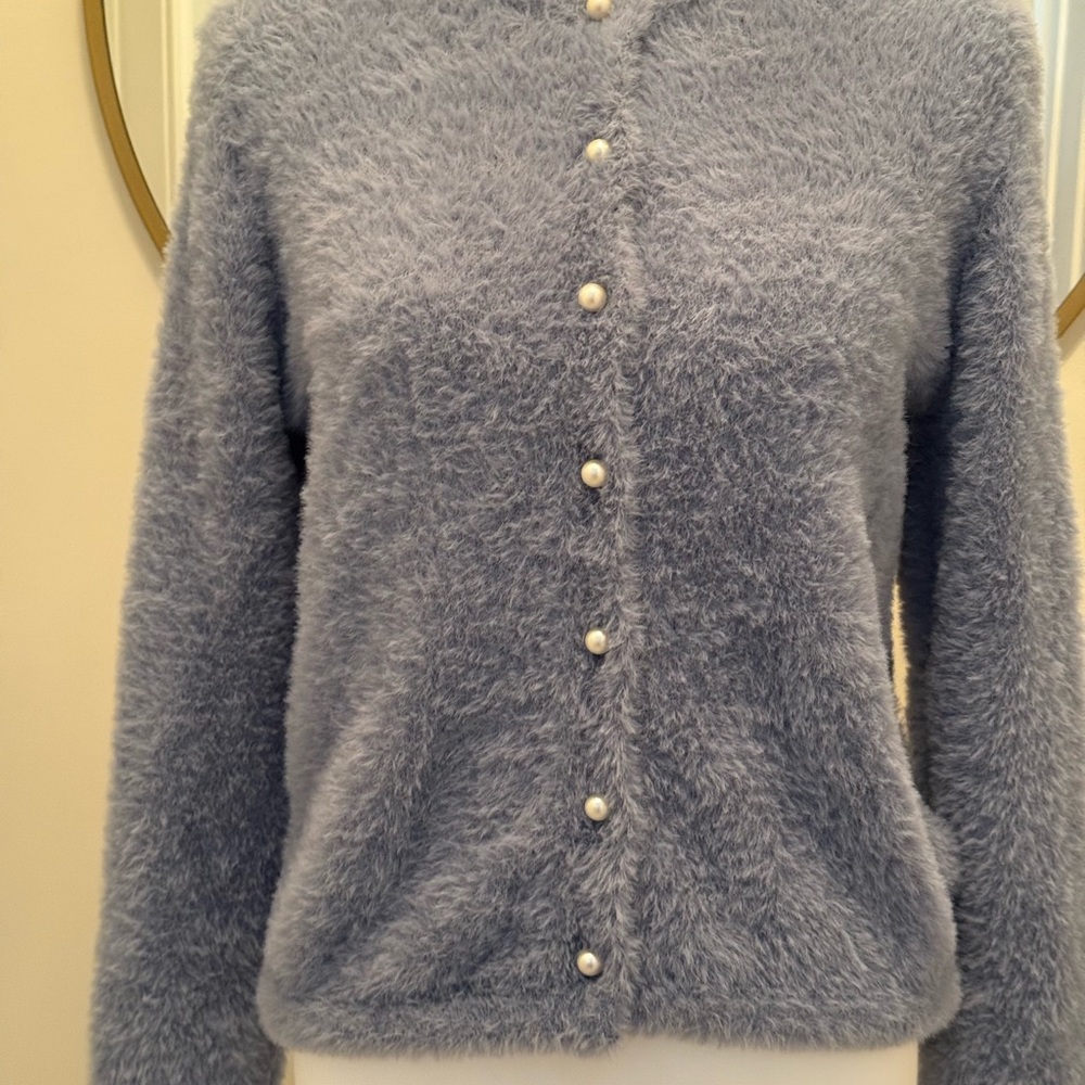 Cozy Blue Fuzzy Cardigan